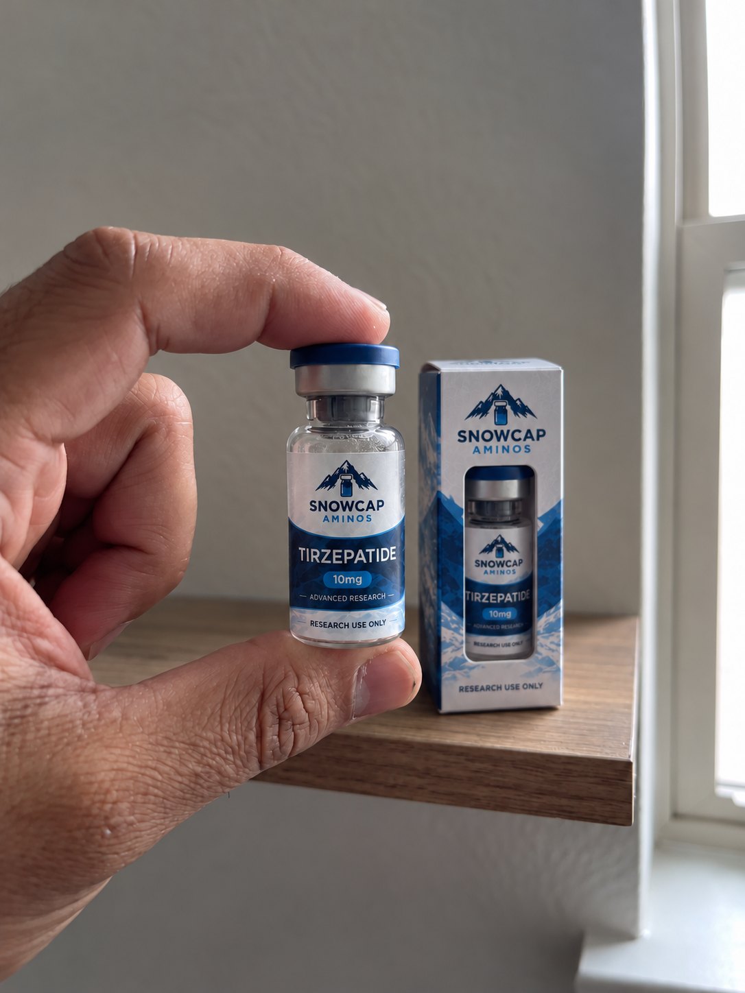 Customer holding Snowcap Tirzepatide